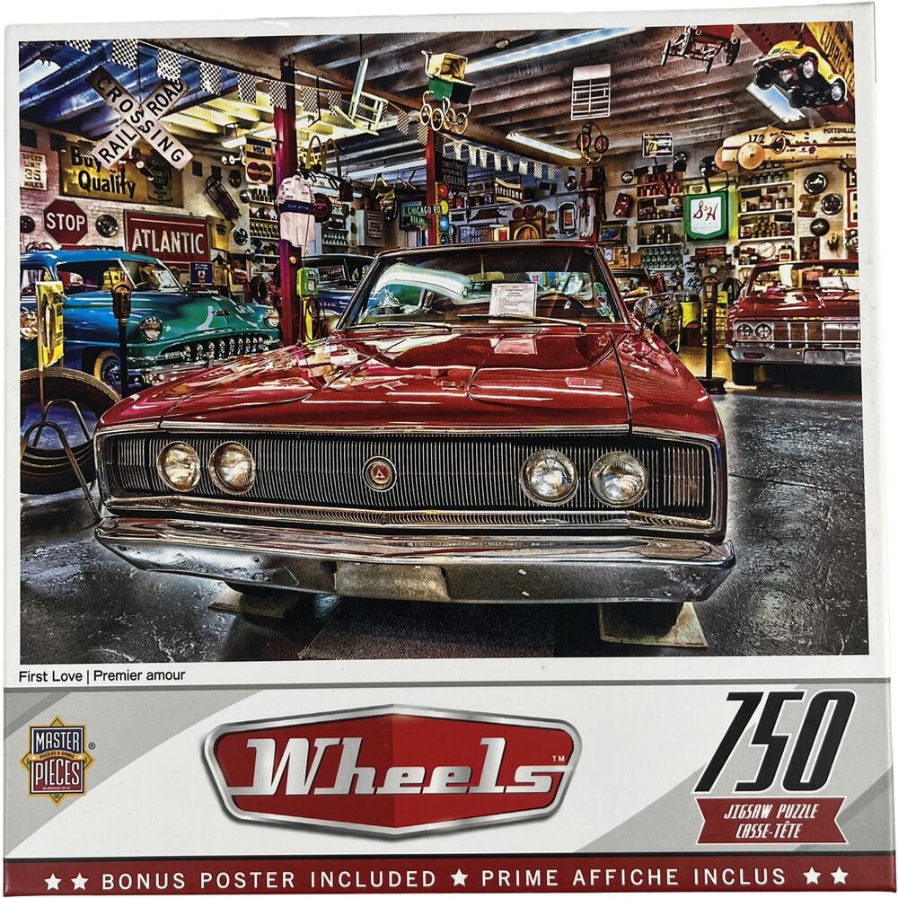 MasterPieces Wheels Muscle Car Garage 750 Piece Puzzle NIB